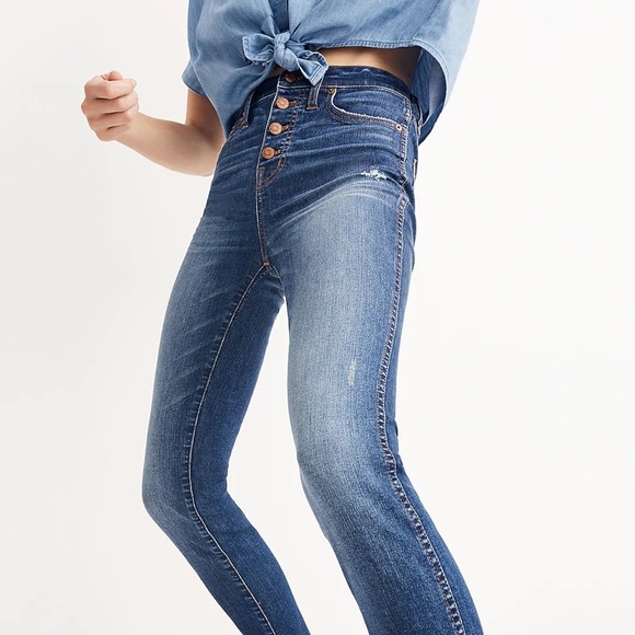 Madewell 10" High-Rise Skinny Jeans: Drop-Hem Edition W-854 Size 27 - Picture 3 of 16